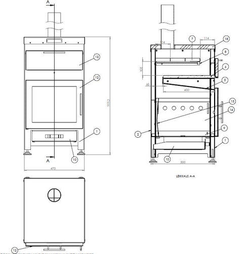 Carelia Grill® Pizza Grill Oven Dimensional Drawing