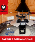 Carelia® Grillikota 9,9 m2 mahtuu grilli sivupöydillä ja vielä jää tilaakin