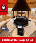 Carelia® Huvimaja 9,9 m2 on avara ja valoisa kotarakennus, johon mahtuu hyvin isompikin porukka.
